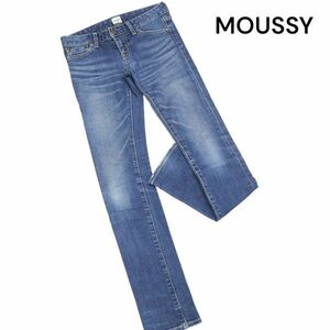 MOUSSY マウジー 通年 USED加工♪ ストレッチ ストレート スリム デニム パンツ ジーンズ Sz.24　レディース　K3B00162_9#R