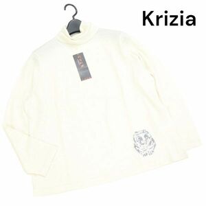 【新品 未使用】 EVEX by Krizia クリッツィア 秋冬 ミミズク♪ タートル ニット セーター Sz.46　レディース 大きいサイズ　K3T00482_9#E