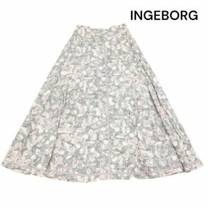 INGEBORG インゲボルグ 通年 花柄 フラワー総柄♪ ロング フレア スカート Sz.M　レディース　K3B00171_9#R