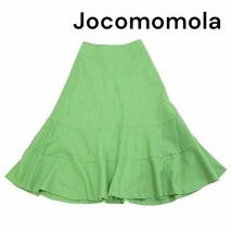 Jocomomola ホコモモラ シビラ 秋冬 ウール ロング フレア スカート Sz.38　レディース グリーン 日本製　K3B00174_9#Q_画像1