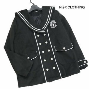 NieR CLOTHING ニーア クロージング 秋冬 エンブレム刺繍♪ セーラー襟 防寒 ジャケット コート Sz.F　レディース 黒　K3T00461_9#N