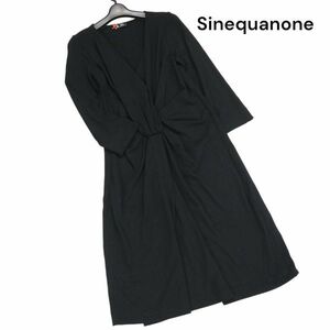 Sinequanone 秋冬 ウール混♪ 長袖 カシュクール デザイン ロング ワンピース ドレス Sz.1　レディース 黒　K3T00459_9#E