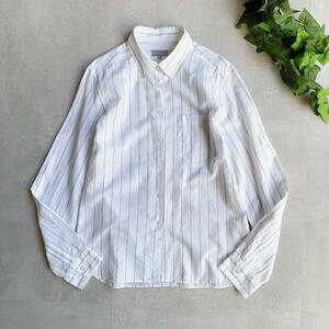 マーガレットハウエル　ストライプ　コットンシャツ　ホワイト　サイズ3 日本製