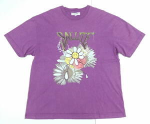 ◆ サルート SALUTE WASHED FLOWER VINTAGE TEE ウォッシュ ビンテージ加工 半袖 Tシャツ Mサイズ MEDIUM パープル