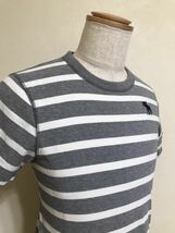 【良品】 Abercrombie & Fitch アバクロンビー&フィッチ アイコン ボーダー クルーネック Tシャツ サイズL 185/104Y 半袖 白 グレー_画像8