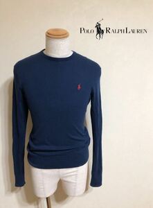 Polo Ralph Lauren ポロ ラルフローレン クルーネック ニットセーター 綿 カシミヤ トップス サイズS 長袖 170/92A ネイビー