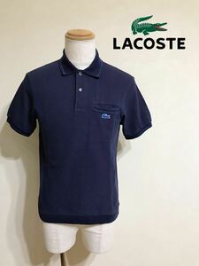 CHEMISE LACOSTE ラコステ 限定 鹿の子 ポロシャツ 胸ポケット トップス 青ワニ サイズ3 半袖 ネイビー PH200P ファブリカ 日本製