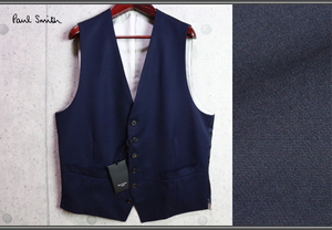  новый товар Paul Smith London сделано в Японии супер водоотталкивающий шерсть gyaba Gin одноцветный платье жилет L темно-синий обычная цена 2.4 десять тысяч иен /PAUL SMITH LONDON/ лучший 