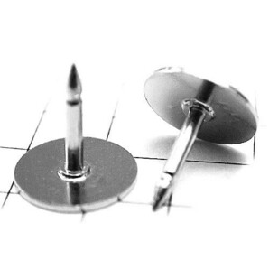 ピンバッジ土台の広い針◆ピンズ用ストッパーなし銀色10本で１セット長さ8mm直径8mmシルバー色ピンバッチの画像1