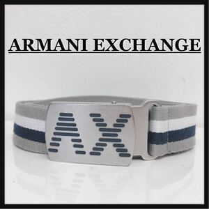 ☆ARMANIEXCHANGE☆ アルマーニエクスチェンジ ベルト バックルベルト ガチャベルト コットン グレー ホワイト ネイビー メンズ 送料無料