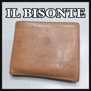 ☆IL BISONTE☆ イルビゾンテ 二つ折り財布 折り財布 財布 ウォレット メンズ財布 ベージュ レザー 本革 シンプル メンズ 男性 送料無料