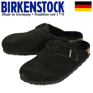 BIRKENSTOCK (ビルケンシュトック) 0259881 BOSTON SHEARLING ボストンシアリング スエードレザーサンダル BLACK レギュラー幅 BI221 43-約