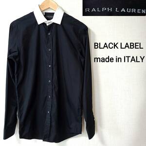 1000円 イタリア製 ラルフローレン ブラックレーベル Ralph Lauren BLACK LABEL made in ITALY クレリック シャツ ドレスシャツ Yシャツ