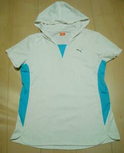 即決★美品★PUMA（プーマ）☆レディス☆DRY半袖パーカー902429☆サイズＬ（バスト84-88）☆白☆テニスやバドミントンに！