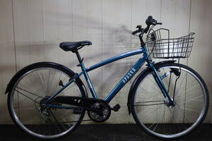  beautiful goods! circle stone cycle APASCH URBAN CRUISE 27 type Shimano 6 speed 440mm AUTO LED specification commuting Cross BLUE