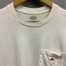 I223 DANTON 半袖 Tシャツ ホワイト ポケット ポケT 天竺 コットン ワンポイント ロゴ ワッペン フレンチワーク 定番 人気 ダントン_画像2