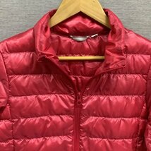 I412 UNIQLO キッズ ウルトラ ライト ダウン ジャケット 150 ピンク ジップアップ 軽量 防寒 ジュニア 女の子 アウター 小学生 ユニクロ_画像2