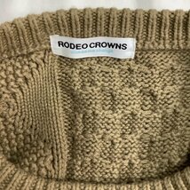 I768 RODEO CROWNS ニット ドッキング スウェット トレーナー フリーサイズ ブラウン系 デニム ポケット ケーブル編み ロデオクラウンズ_画像7