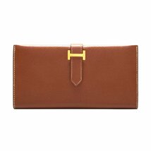 1円美品☆エルメス☆ベアンクラシック　クシュベル　２つ折り長財布　ゴールド　Ｇ金具　□C刻印【HERMES】_画像1