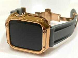 グレイローズゴールドApple Watch用★カスタムバンド　ケース　セット