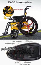 新品 折りたたみ式および軽量の電動車椅子（リチウムイオン電池） 360°ジョイスティック 電動ドライブ または手動車椅子としての使用_画像5