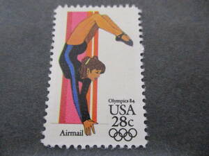 *** America 1983 year [ aviation stamp Los Angeles summer Olympic ( woman gymnastics ) ] single one-side unused glue have ***. wheel sport 