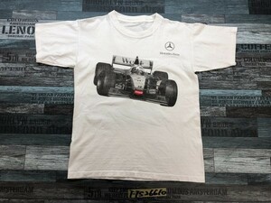 〈送料無料〉Mercedes-Benz メルセデスベンツ メンズ カーレースプリント 半袖Tシャツ 白