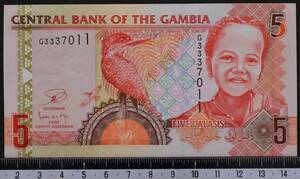外国紙幣 ガンビア 2013年 未使用 5ダラシス