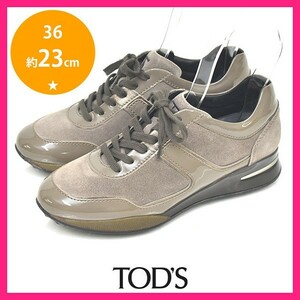 ほぼ新品 トッズ TOD'S T PROJECT ロゴタン レディーススニーカー カーキグリーン 緑 36(約23cm) sh23-0681