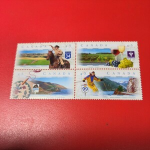 カナダ記念切手 「観光」　　4種連刷　未使用ヒンジ無