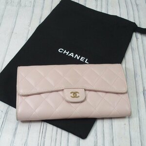 m002 Mise【1円～ CHANEL シャネル マトラッセ 二つ折り 長財布 ココマーク ピンク ウォレット 保管袋付き】 60