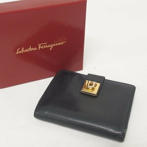 f002 Z1 Salvatore Ferragamo サルヴァトーレフェラガモ　2つ折り財布　お札ケース　カードケース　レザー　ブラック