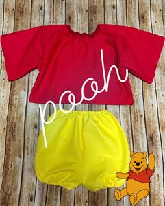 ハロウィン　コスプレ　プーさん　ディズニー　Pooh 仮装　子供服　ハンドメイド 上下セット