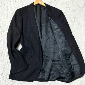 【希少2XLサイズ】District UNITED ARROWS ディストリクト ユナイテッドアローズ テーラードジャケット アンコン ブラック ストライプ 52