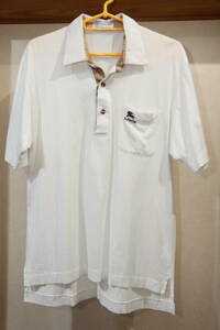 バーバリー BURBERRY　カッターシャツ ゴルフシャツ 半そで　Mサイズ 白色（ホワイト）★中古（美品）
