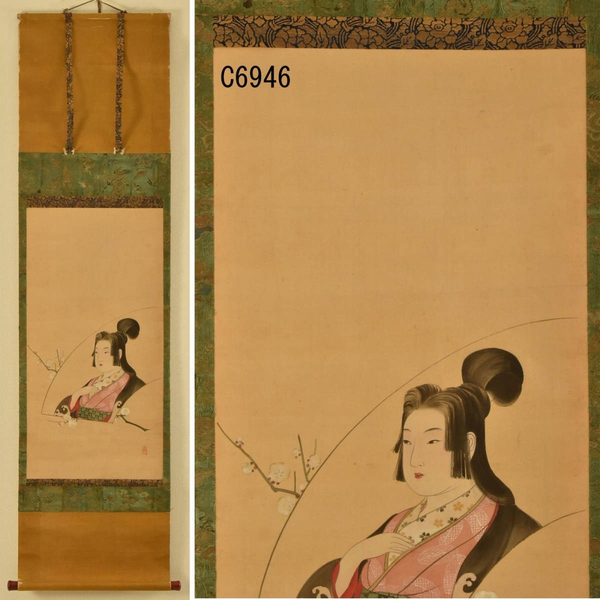 C06946 Parchemin suspendu belle femme : authentique, Peinture, Peinture japonaise, personne, Bodhisattva