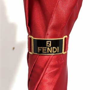 (志木)【美品】FENDI/フェンディ ズッカ柄 FFロゴ 長傘 雨傘 レッド×ベージュ 赤系 全長約90cm 傘 雨具 アンブレラの画像8