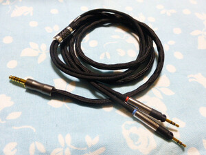 audio-technica ATH R70X 用ケーブル ロック機構付 MOGAMI 2944 八芯 ブレイド 編み 4.4mm5極 黒布スリーブ (変更可能) オーディオテクニカ