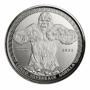 [保証書・カプセル付き] 2022年 (新品) コンゴ「シルバーバック ゴリラ」純銀 1オンス 銀貨