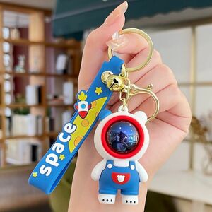 かわいいキーホルダー　宇宙人　シリコン　ストラップ　鍵アクセサリー　バッグチャーム　ブルー