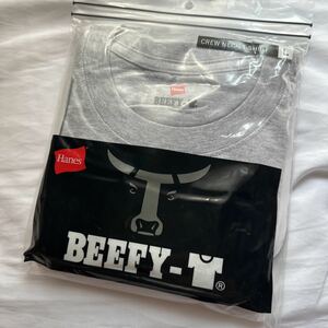［ヘインズ] Hanes ビーフィー Tシャツ BEEFY-T １枚 綿100% 肉厚生地 ヘビーウェイト　カウネック　グレー　サイズL