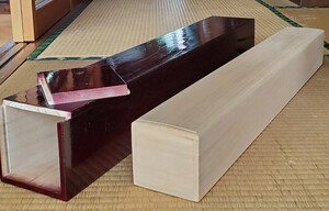 二重箱　掛軸用太巻 桐箱 総桐 軸箱 太巻芯棒付 内寸長さ72.7cm （検索 古美術 貴重品 美術品 収納箱 空箱 木箱 掛軸 （424