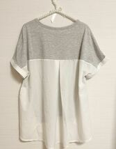 切り替えTシャツ M スクロール ホワイト×グレー 白×灰色_画像5