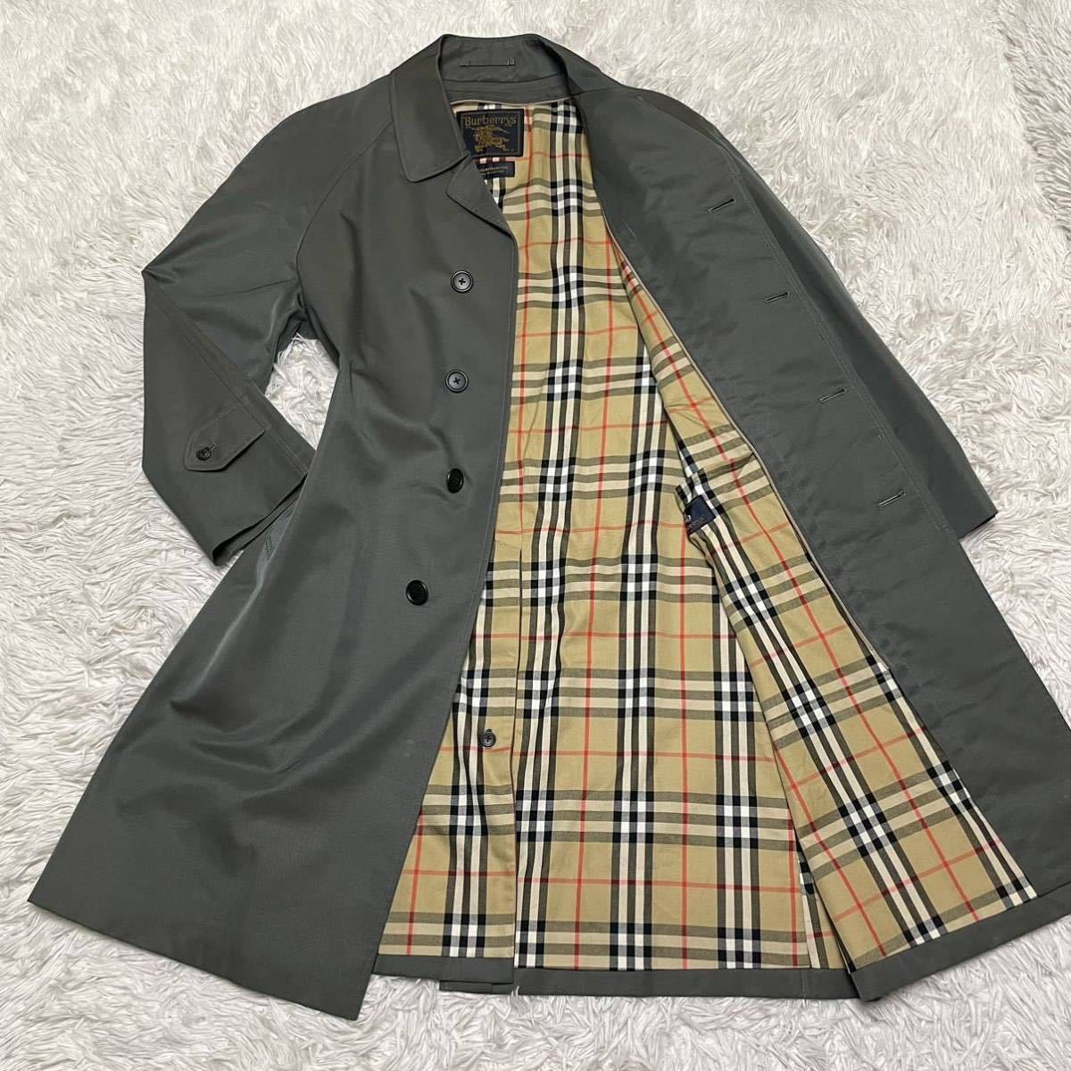 工場 直売店 90s 比翼 Burberrys ステンカラーコート 玉蟲 カーキ