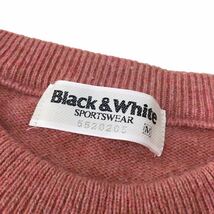 ND128 日本製 Black&White ブラック&ホワイト 長袖 ニット セーター トップス プルオーバー 毛80% ナイロン20% ピンク系 総柄 メンズ M_画像7