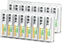 単4電池 16個 EBL 単4電池 充電式 16個パック 単四電池 ニッケル水素電池 高容量1100mAh 単4充電池 約1200_画像1