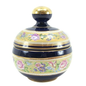 【KERAMOS】ケラモス 小物入れ ITALY製 花柄 金彩 【M190823001】中古