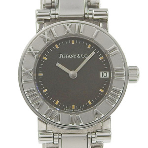 TIFFANY&Co. ティファニー アトラス 腕時計 SS シルバー クオーツ アナログ表示 レディース 黒文字盤【I180123026】中古