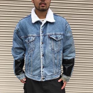 90s USA製 LEVIS AUTHENTIC リーバイス 70609-4891 デニム ボア ジャケット ジージャン 裏ボア 3rd 80s ヴィンテージ Gジャン Lサイズ