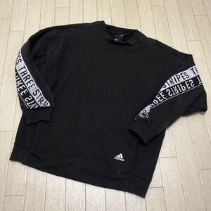 和5★ adidas WORDING アディダス 長袖 スウェット トレーナー 袖ロゴ OT レディース ブラック